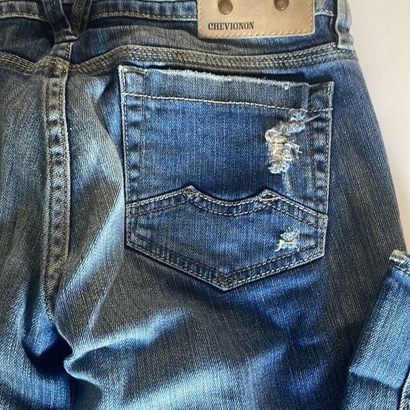 chevignon denim goods jeans size 25 dark blue distressed - Picture 11 of 11